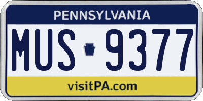 PA license plate MUS9377
