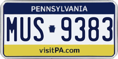 PA license plate MUS9383