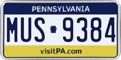 PA license plate MUS9384