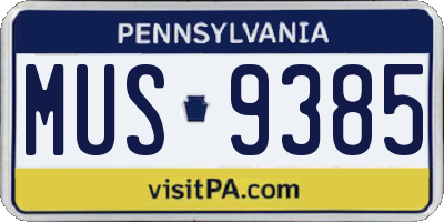 PA license plate MUS9385