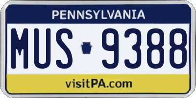 PA license plate MUS9388