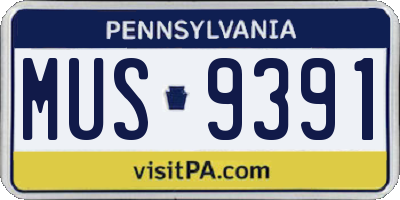 PA license plate MUS9391