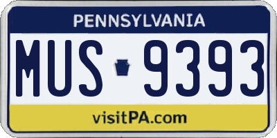 PA license plate MUS9393