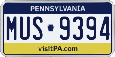 PA license plate MUS9394