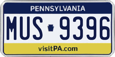PA license plate MUS9396