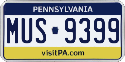 PA license plate MUS9399
