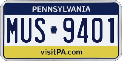 PA license plate MUS9401