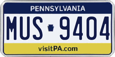 PA license plate MUS9404