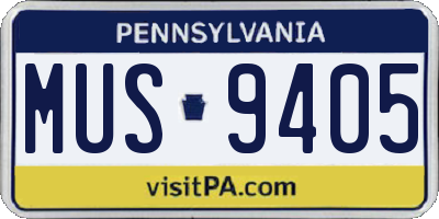 PA license plate MUS9405