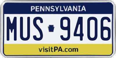 PA license plate MUS9406