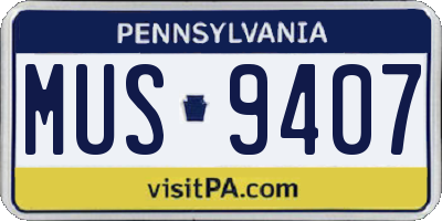 PA license plate MUS9407