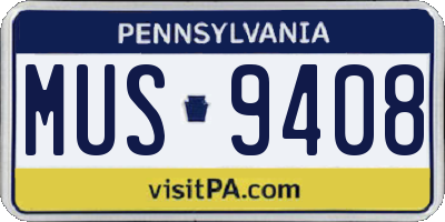 PA license plate MUS9408