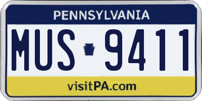 PA license plate MUS9411