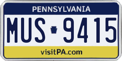 PA license plate MUS9415