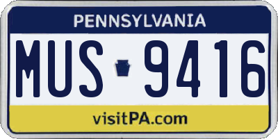 PA license plate MUS9416