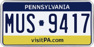 PA license plate MUS9417