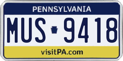 PA license plate MUS9418