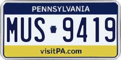 PA license plate MUS9419