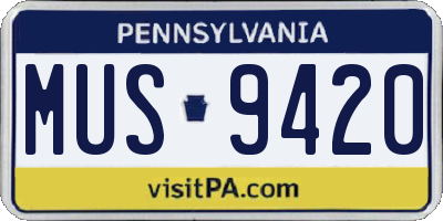 PA license plate MUS9420