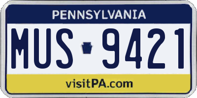 PA license plate MUS9421