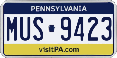 PA license plate MUS9423