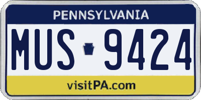 PA license plate MUS9424