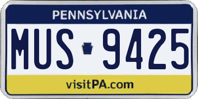 PA license plate MUS9425