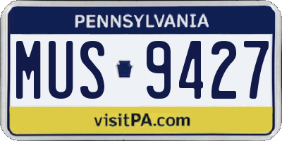 PA license plate MUS9427