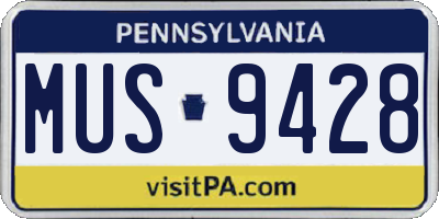 PA license plate MUS9428
