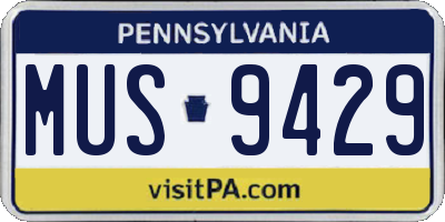 PA license plate MUS9429
