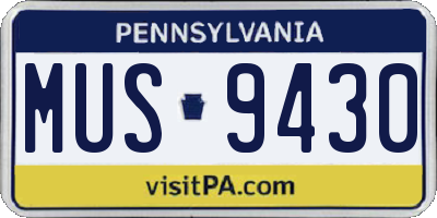 PA license plate MUS9430