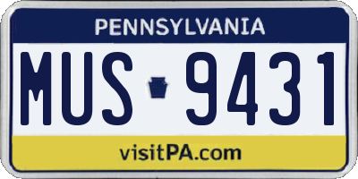 PA license plate MUS9431