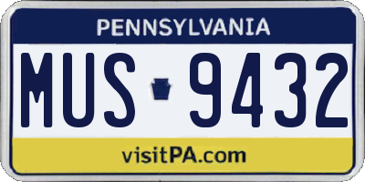 PA license plate MUS9432