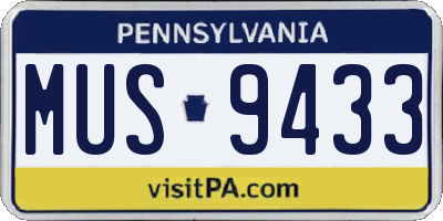 PA license plate MUS9433