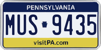 PA license plate MUS9435