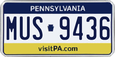 PA license plate MUS9436