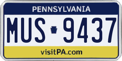 PA license plate MUS9437