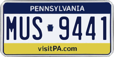 PA license plate MUS9441