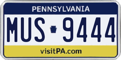 PA license plate MUS9444