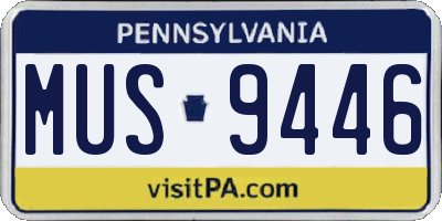 PA license plate MUS9446