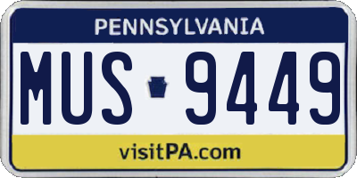 PA license plate MUS9449