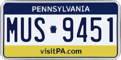 PA license plate MUS9451
