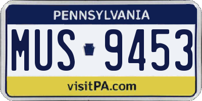 PA license plate MUS9453