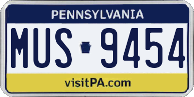 PA license plate MUS9454