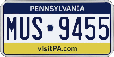 PA license plate MUS9455