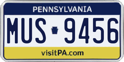 PA license plate MUS9456