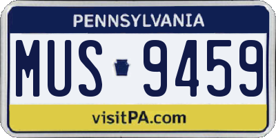 PA license plate MUS9459