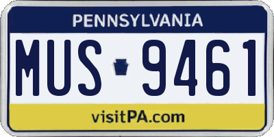 PA license plate MUS9461