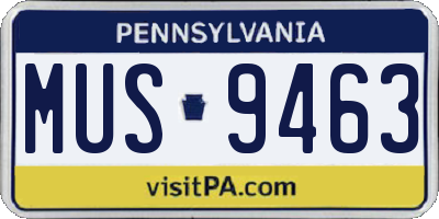 PA license plate MUS9463