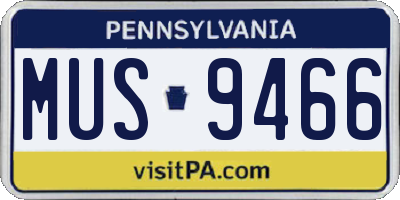 PA license plate MUS9466